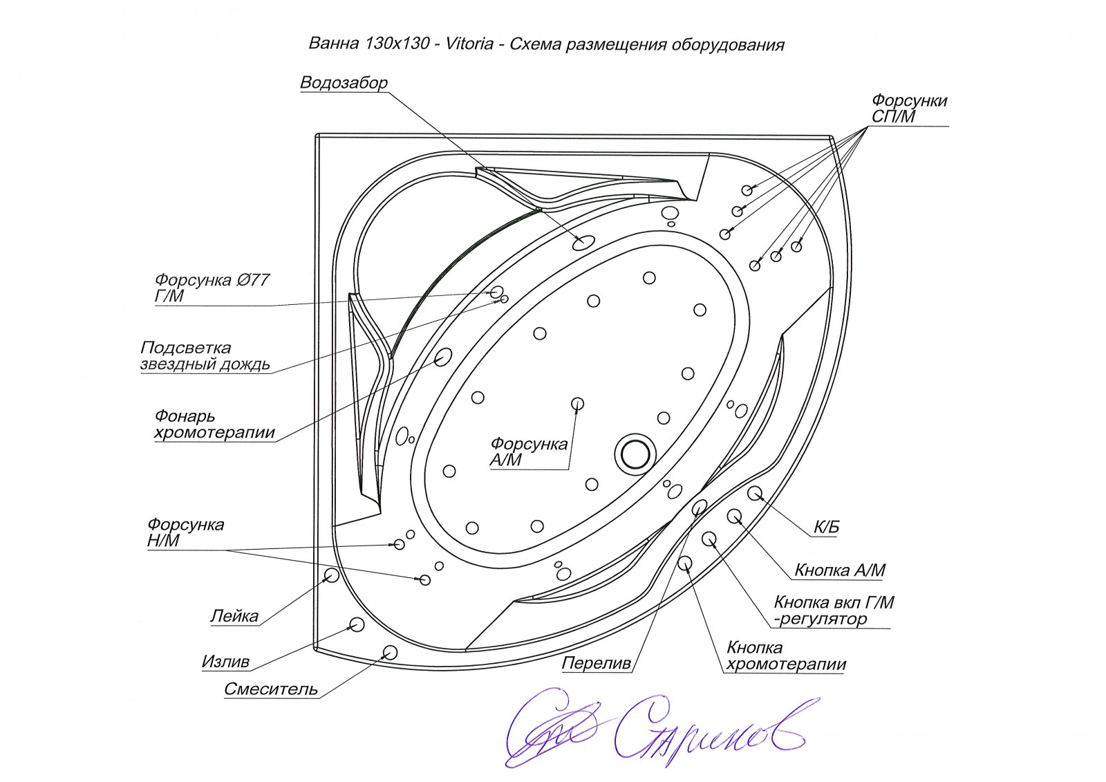 Акриловая ванна Aquanet Vitoria 130x130