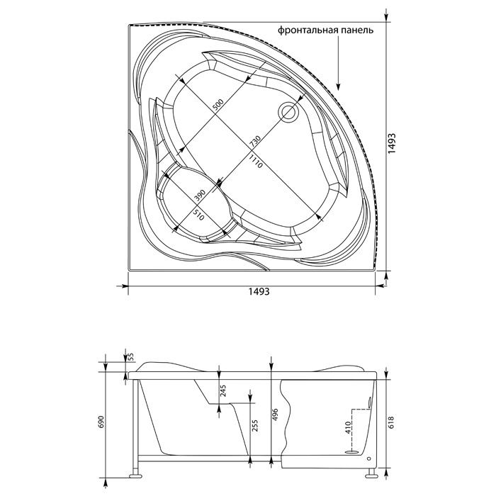 Акриловая ванна Aquanet Malta New 150x150