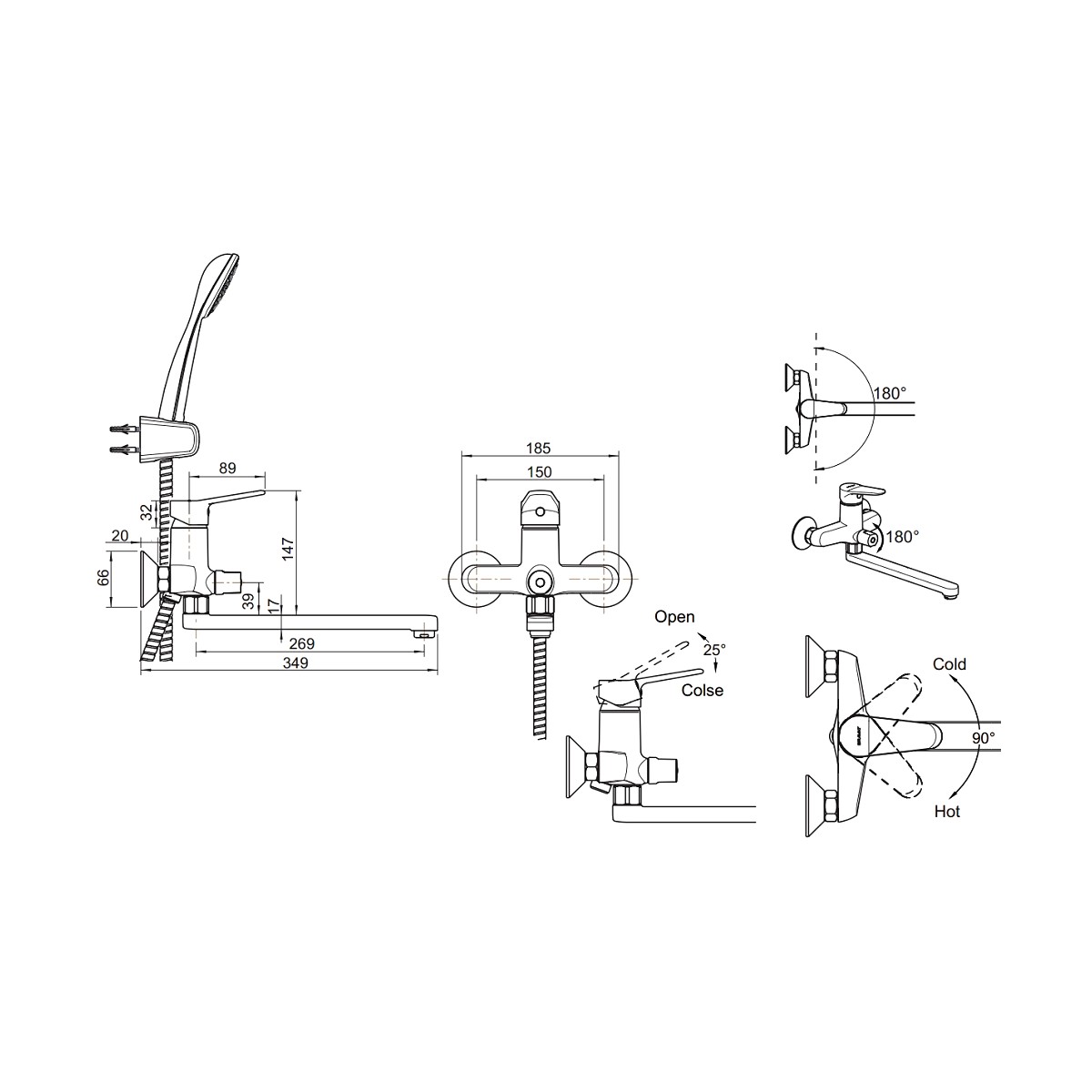 Смеситель для ванны с душем Bravat Eco F6111147C-LB (F693147C-LB)