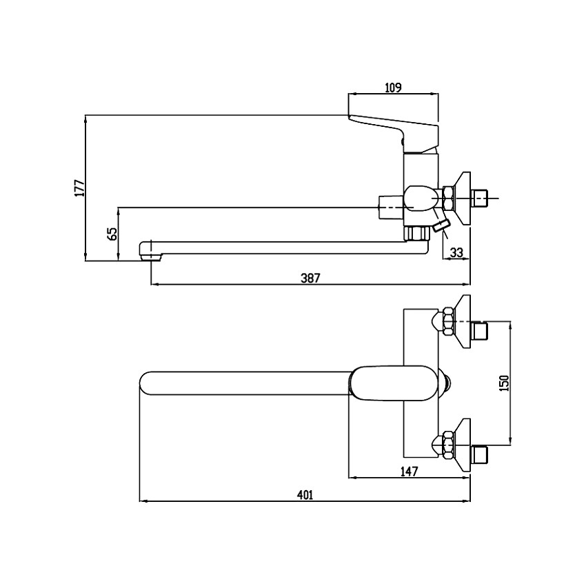 Смеситель для ванны с душем Bravat Pure F6105161C-01A