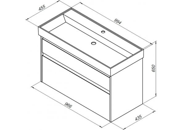 Тумба с раковиной Aquanet Nova Lite 100 белый (2 ящика)