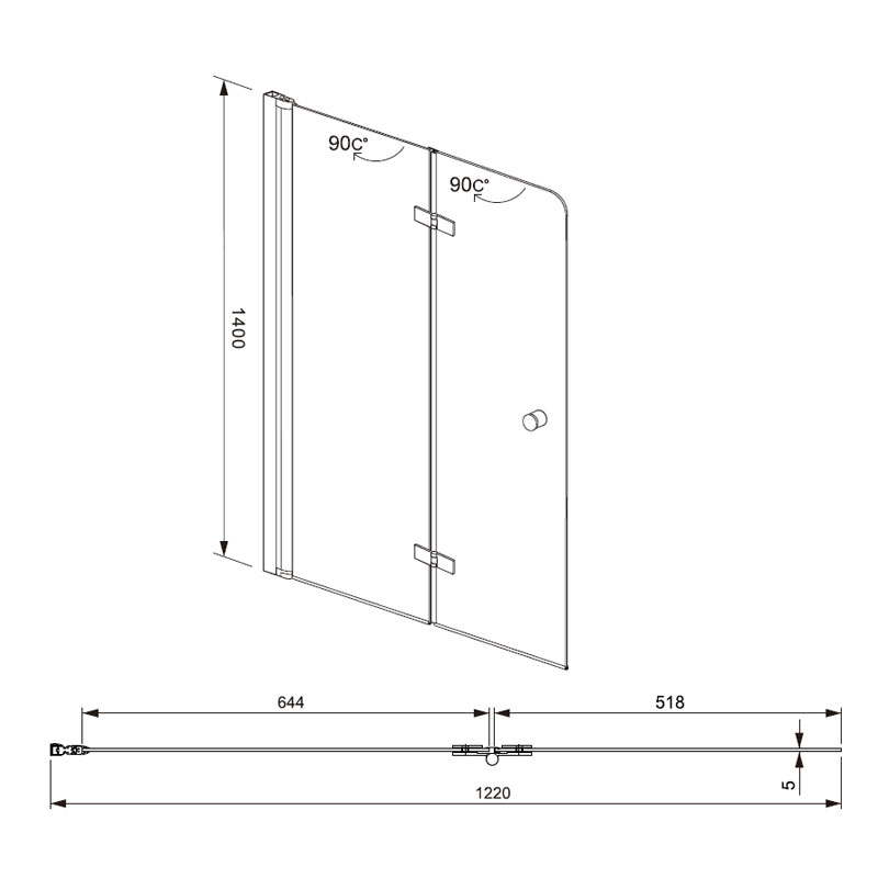 Шторка для ванны Aquanet Beta 4 NF6222-hinge, прозрачное стекло