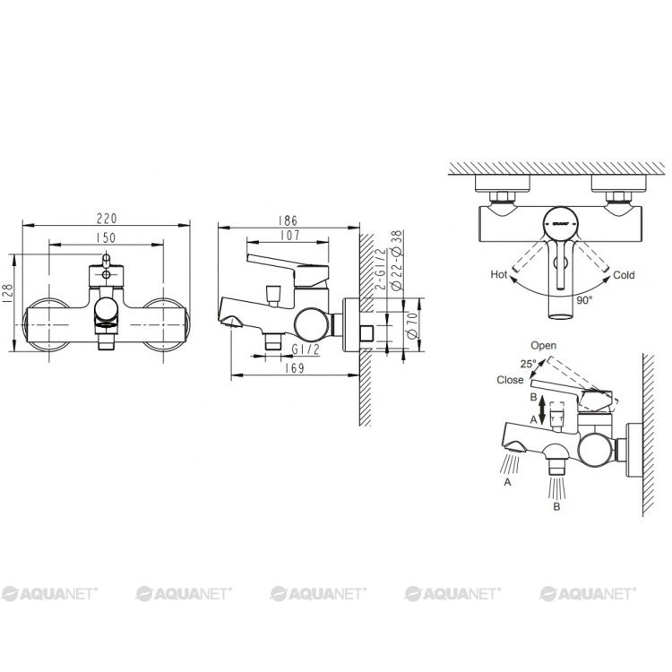 Смеситель для ванны с душем Bravat Palace F6172217CP-01-RUS