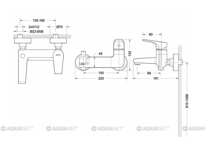 Смеситель для ванны с душем Bravat Vega F6119177CP-01