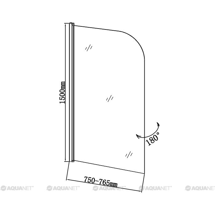 Шторка для ванны Aquanet SG-750, прозрачное стекло