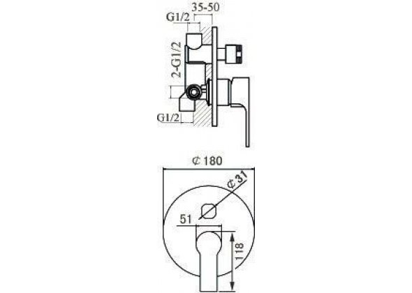 Смеситель для ванны с душем Aquanet Classic ARF5042-K(T)