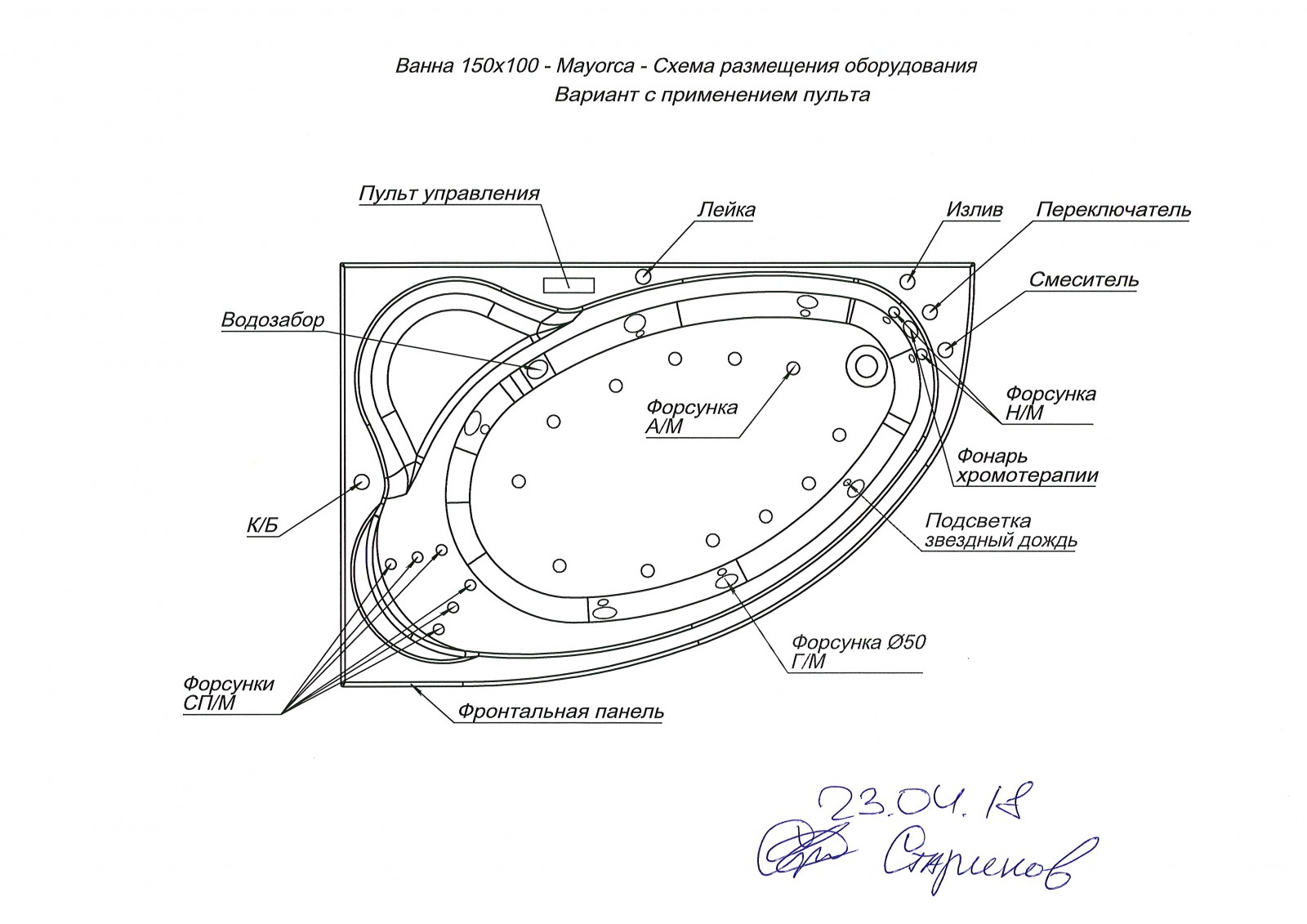 Акриловая ванна Aquanet Mayorca 150x100 L