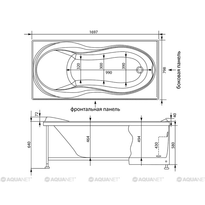 Акриловая ванна Aquanet Grenada 170x80